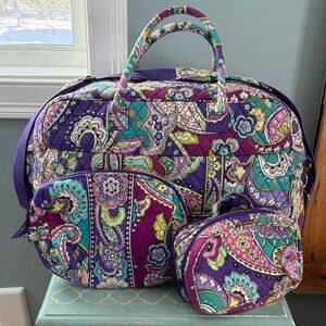 Vera Bradley Purple Paisley Travel Bag Set